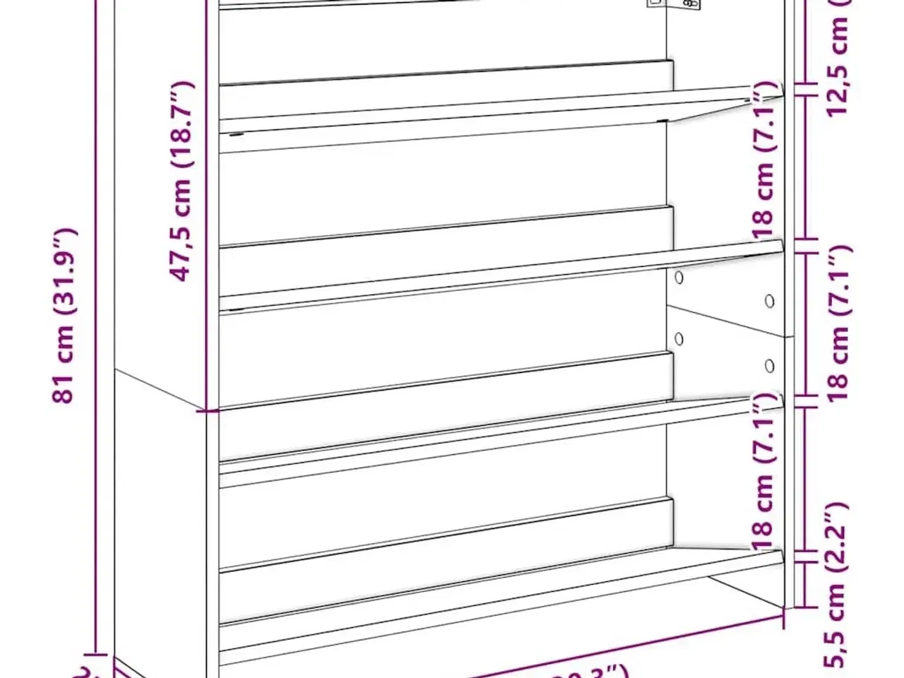 Billede 9 - Skoreol 80x25x81 cm konstrueret træ grå sonoma-eg