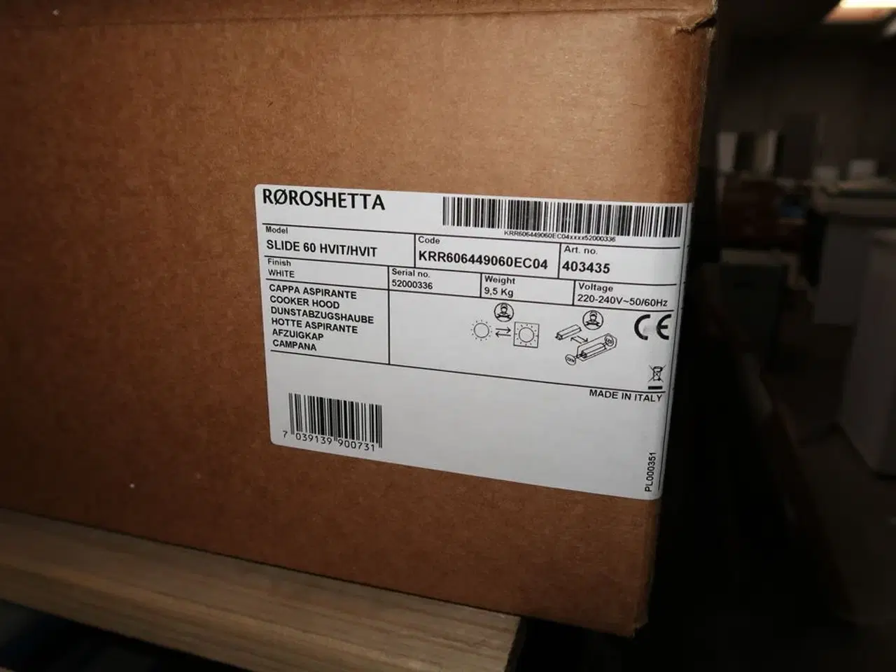Billede 3 - Emhætte RØROSHETTA SLIDE 60 HVIT