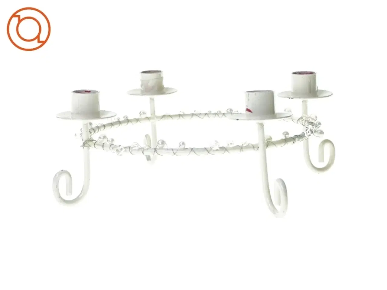Billede 1 - Fin Lysestage i hvidmalet metal (str. 20 cm)