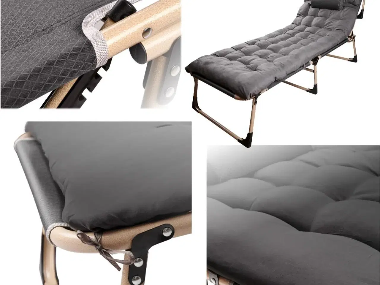 Billede 2 - Sammenklappelig feltseng 193 cm – mørkegrå med puder