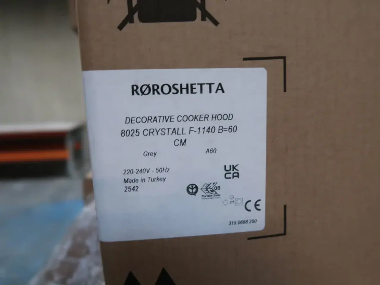 Billede 2 - Emhætte RØROSHETTA 8025 CRYSTALL F-1140