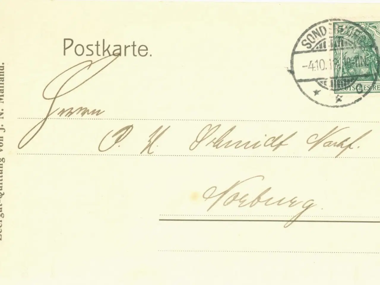 Billede 1 - Postkort 1913 fra Mailand, Sønderborg
