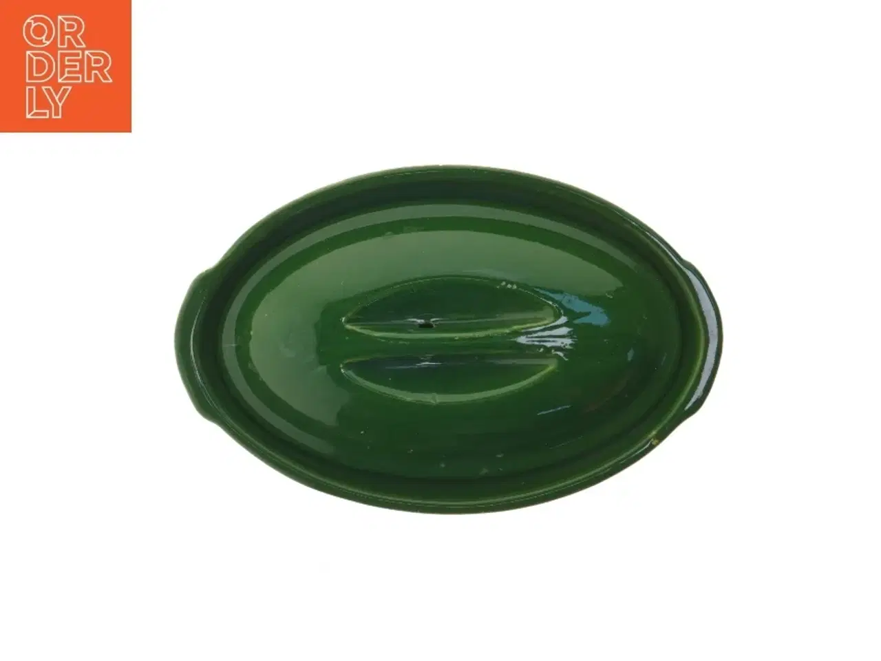 Billede 6 - Grøn keramisk fad med låg (str. 22x13,5 cm)