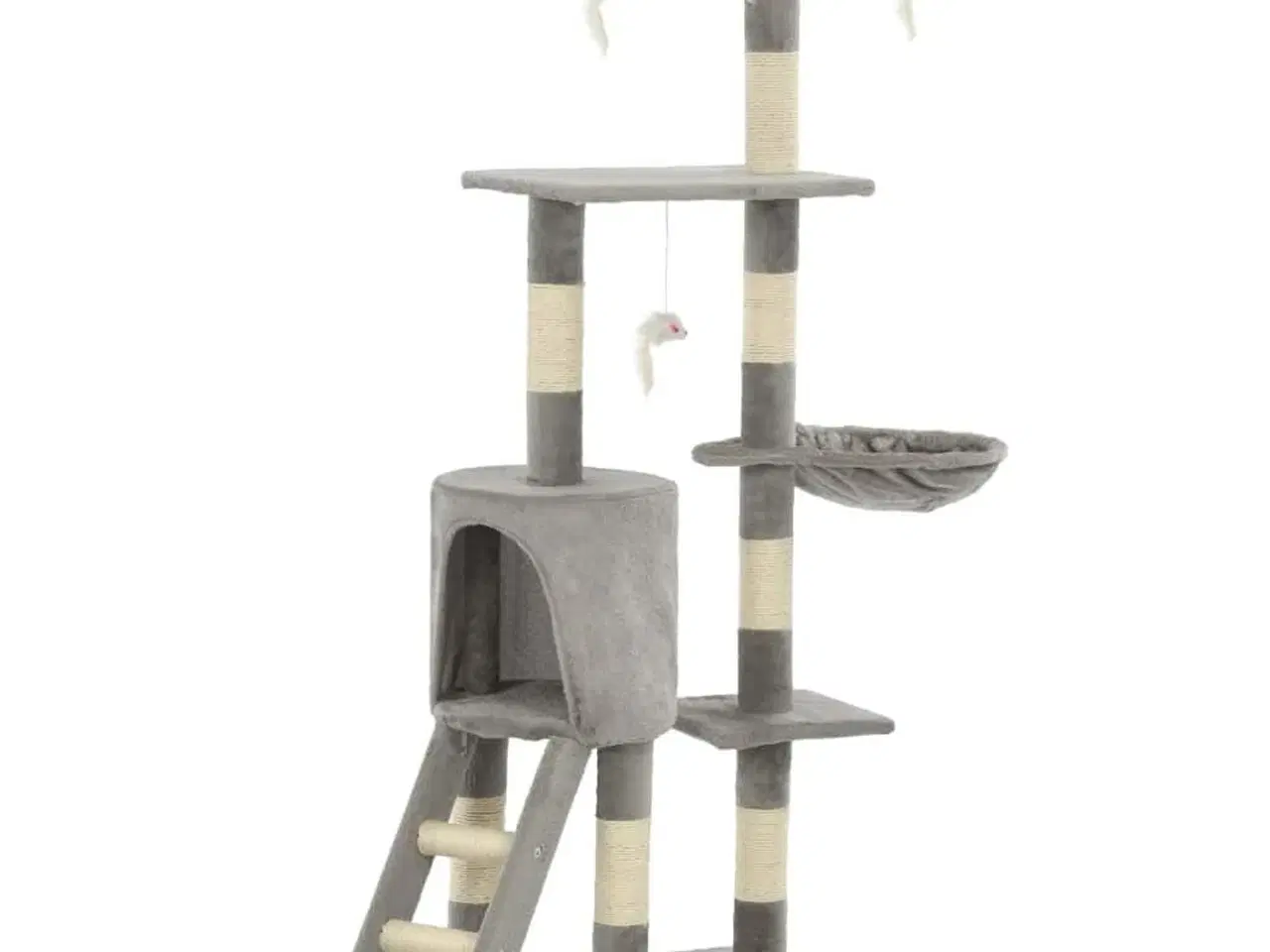 Billede 2 - Kradsetræ til katte med sisal-kradsestolper 138 cm grå