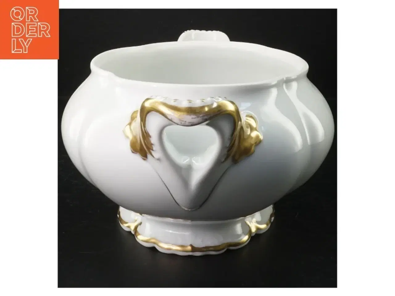 Billede 2 - Porcelænssuppeterin med guldkant