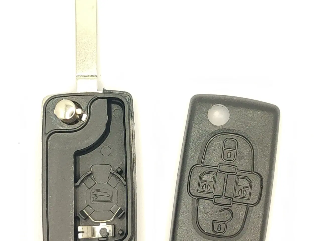 Billede 1 - Flipnøgle rep sæt for Citroen og Peugeot 4 knaps med batteri holder