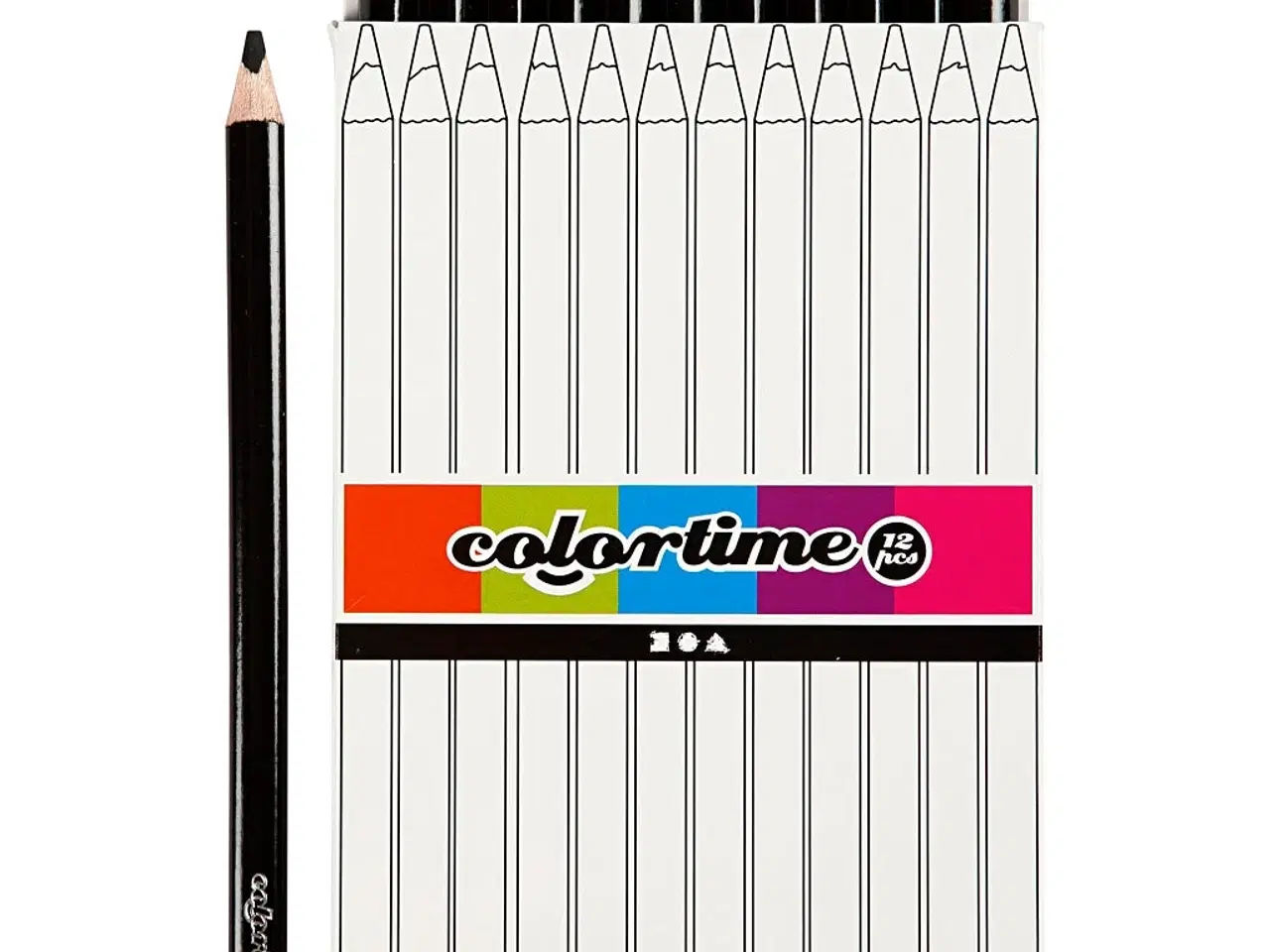 Billede 1 - Colortime Farveblyanter, L: 17,45 cm, mine 5 mm, JUMBO, sort, 12stk./ 1 pk.