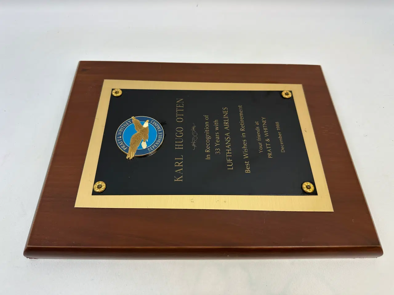 Billede 8 - Lufthansa Airlines hæders plankette