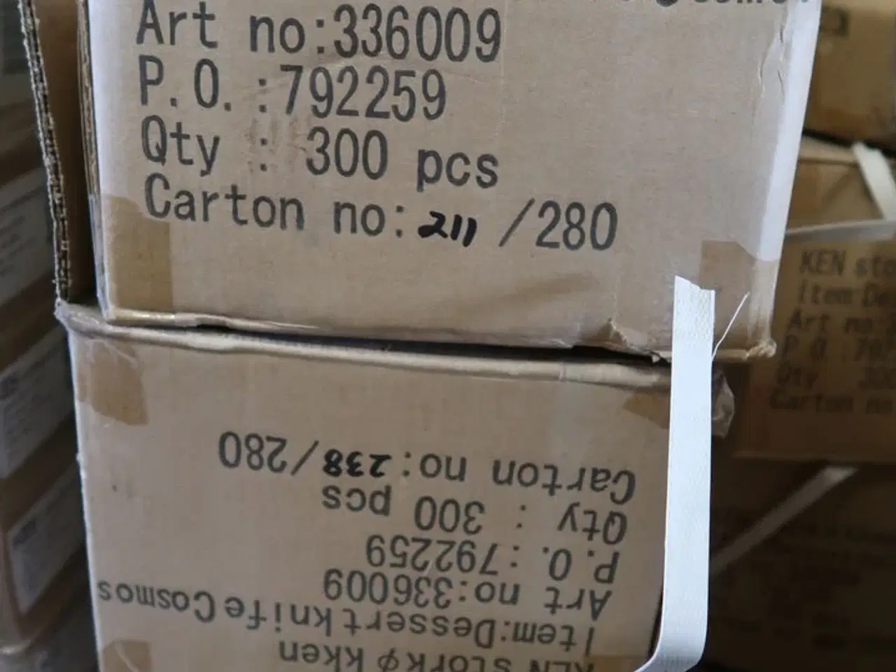 Billede 5 - 3 kasser (300 pr. stk.) Dessert/frokost kniv  L205 mm  COSMOS 336009