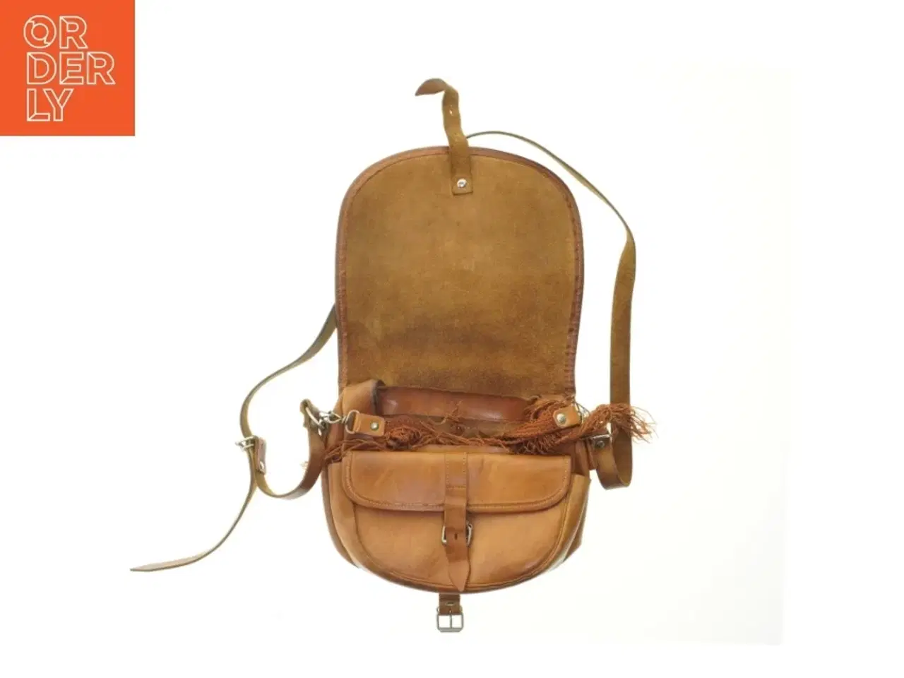 Billede 2 - Brun læder skuldertaske (str. 22x27 cm)