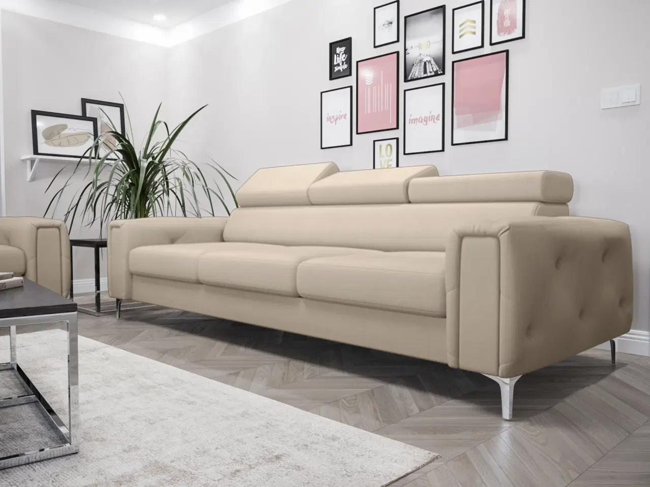 Billede 1 - ORIONIS III TRE-PER. SOFA 255 CM Nuancer af beige