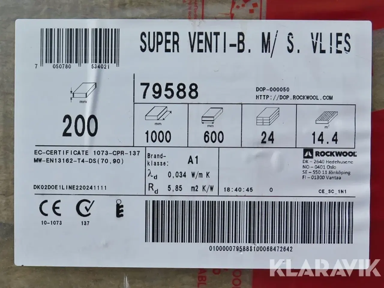 Billede 2 - ROCKWOOL Super venti-batts 20x60x100 cm 72 m2