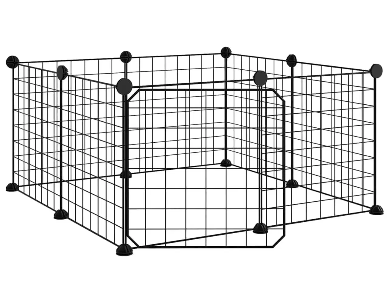 Billede 4 - Kæledyrsbur med 8 paneler og dør sort 35x35 cm stål