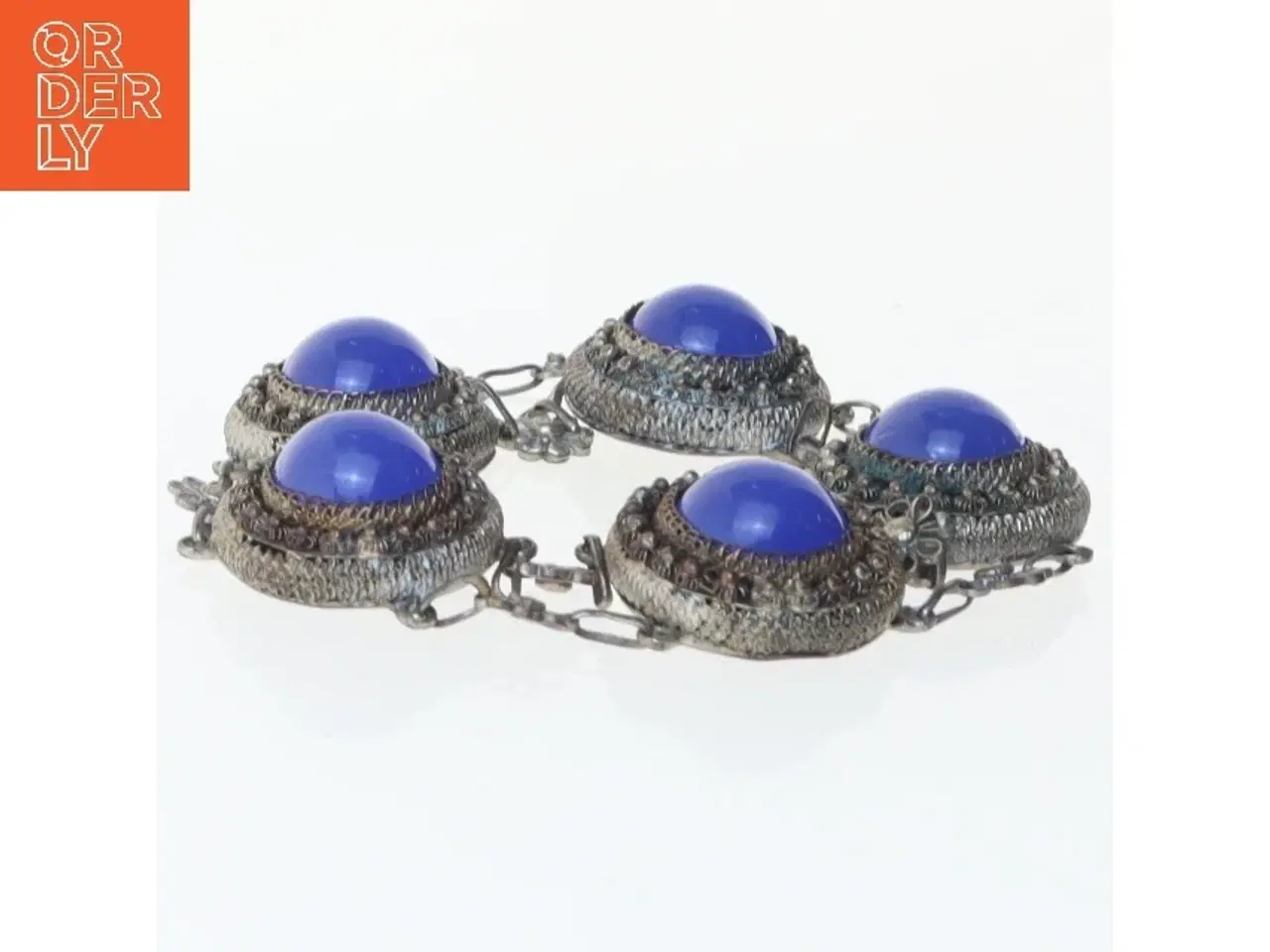 Billede 3 - Armbånd med blå sten (str. 6,5 cm)