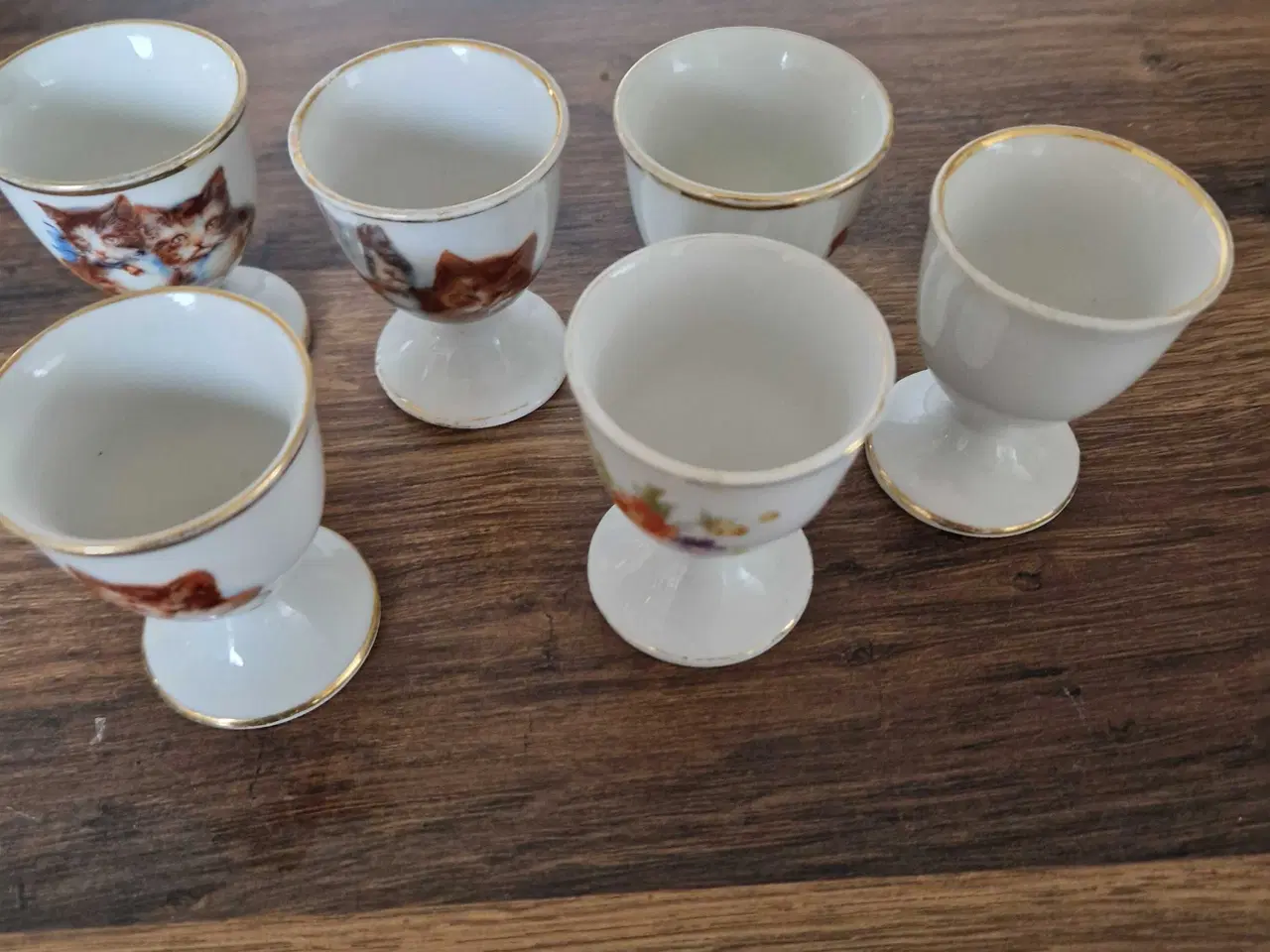 Billede 5 - 6 stk antikke æggebægre med motiver 