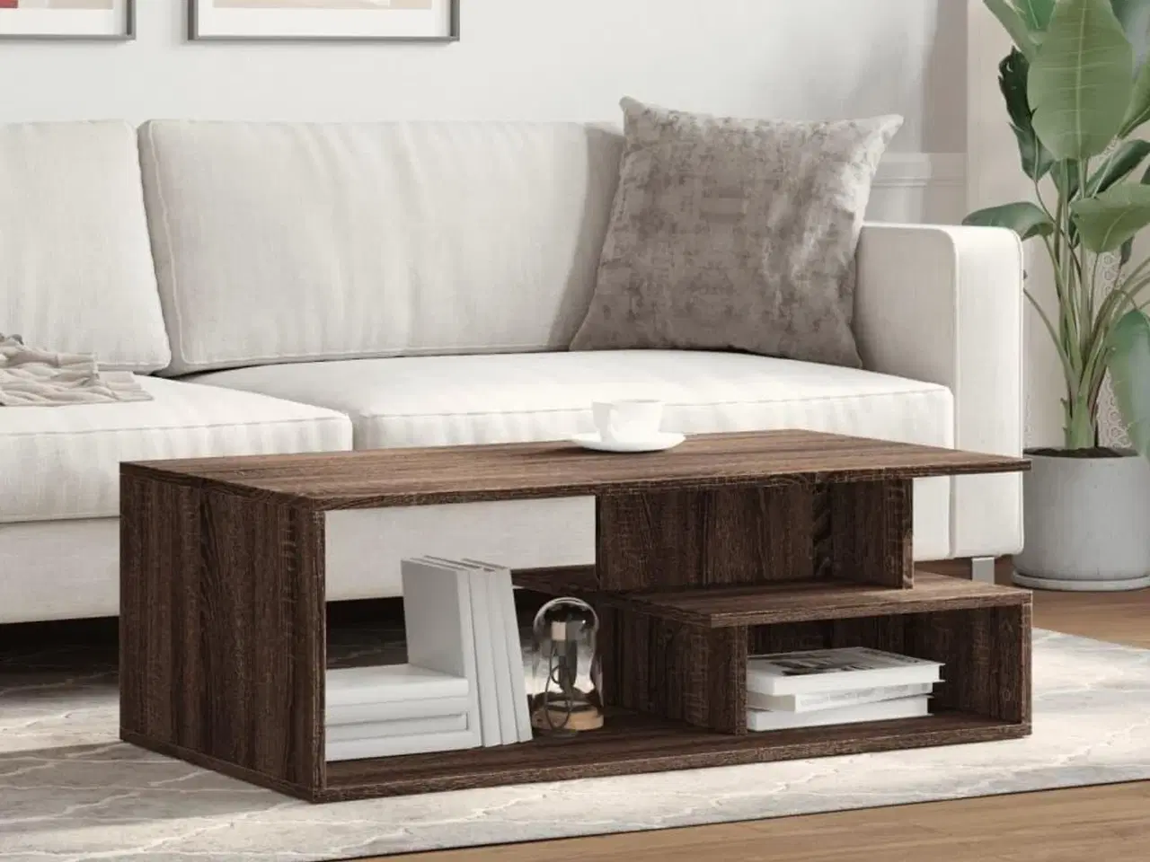 Billede 3 - Sofabord 102x55x35 cm konstrueret træ brun egetræsfarve