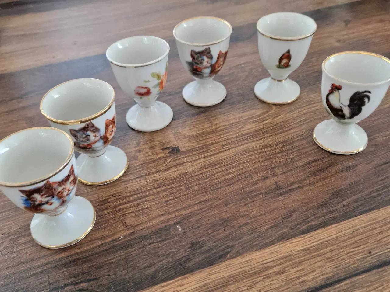 Billede 2 - 6 stk antikke æggebægre med motiver 