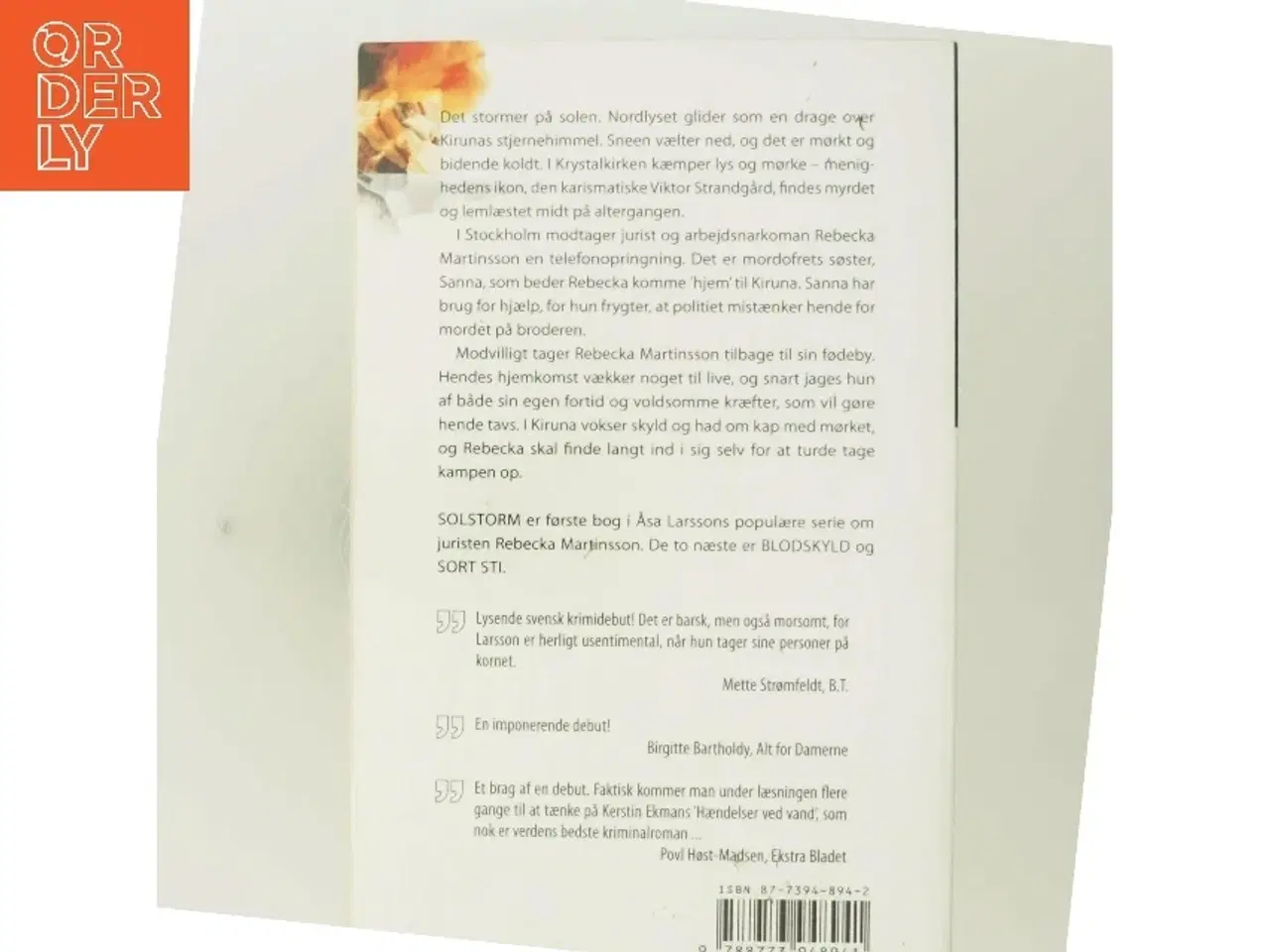 Billede 3 - Solstorm af Åsa Larsson (Bog)