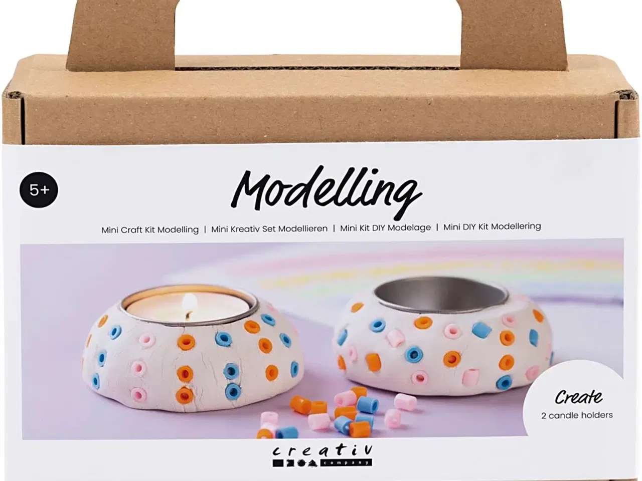 Billede 1 - Mini DIY Kit Modellering, Lysestager, hvid, 1 pk.