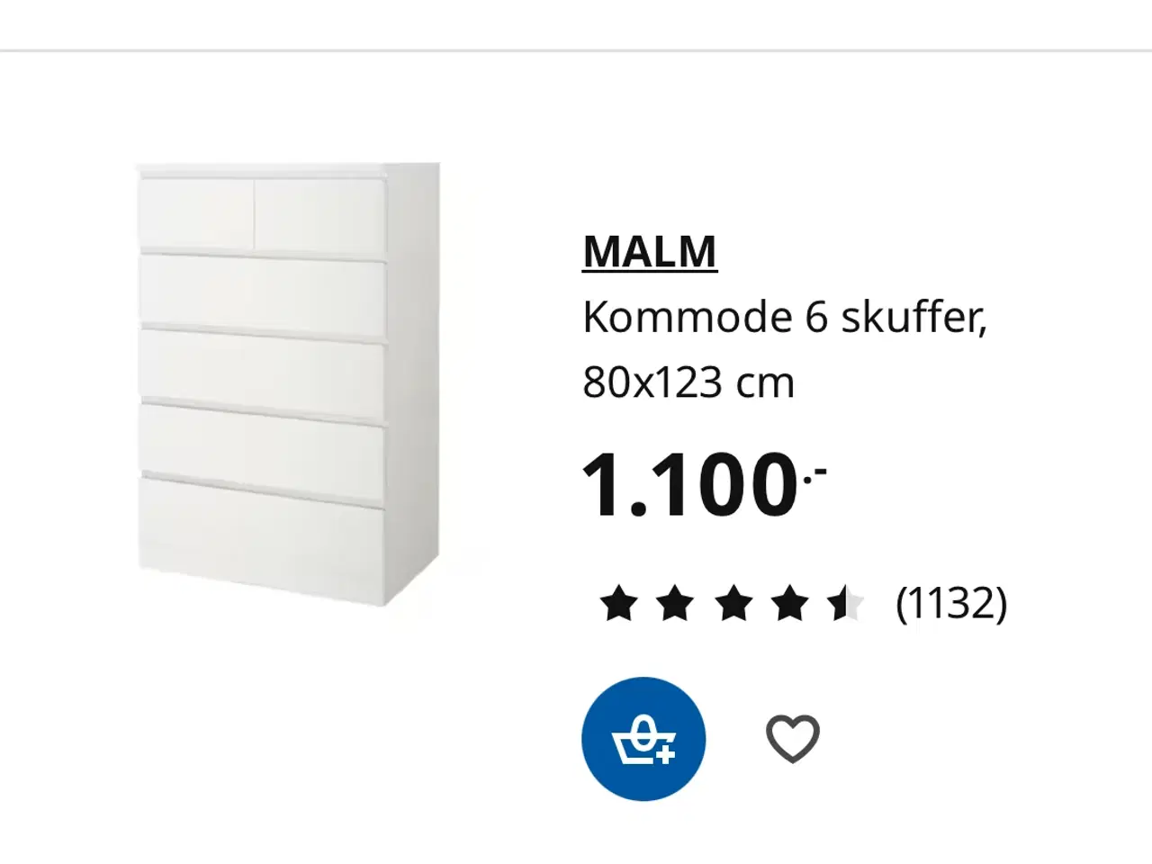 Billede 1 - Malm kommode 80*123