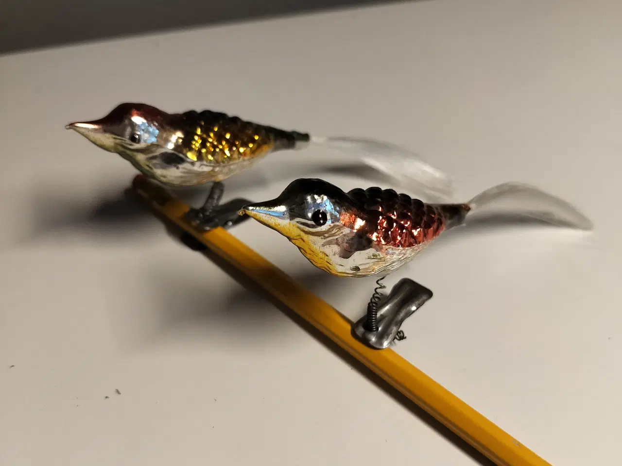 Billede 1 - julepynt gammelt julekugle 2 stk glasfugle