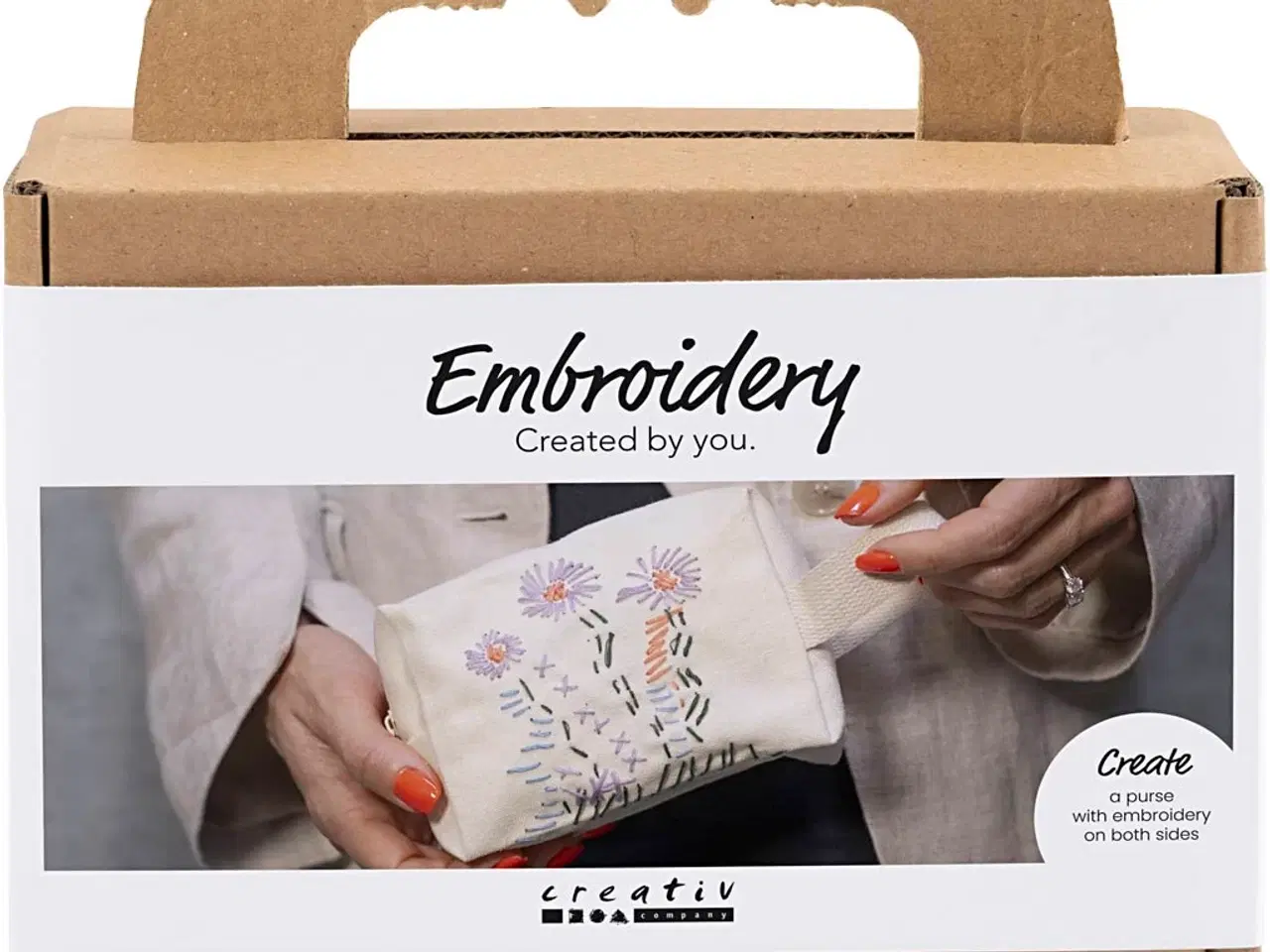 Billede 1 - Mini DIY Kit Broderi, Makeup-taske, creme, 1 pk.