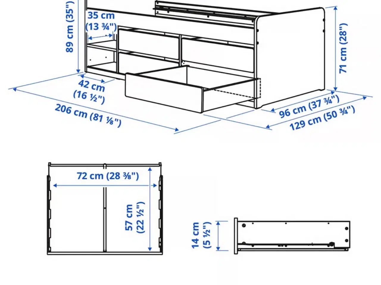 Billede 2 - Seng med skuffer