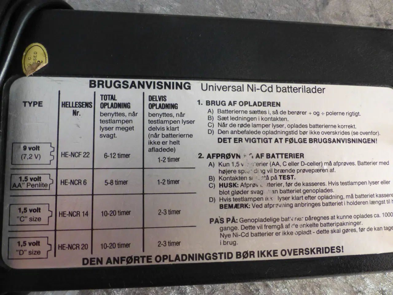 Billede 1 - Batterioplader Universal