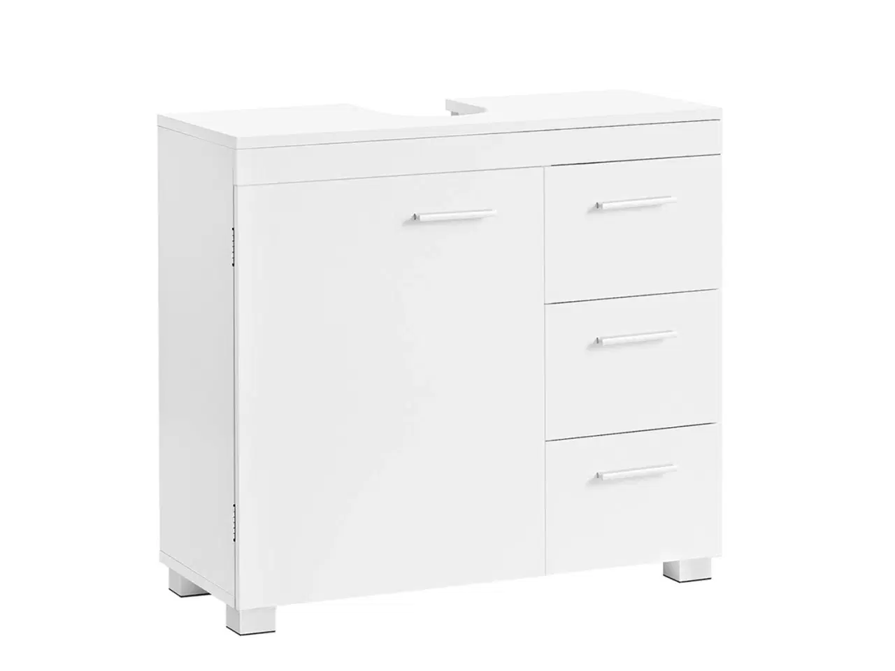 Billede 1 - Badeværelsesskab med skuffer 3 store skuffer, 2 rum bag låge, med ben, 30 × 70 × 64 cm, hvid