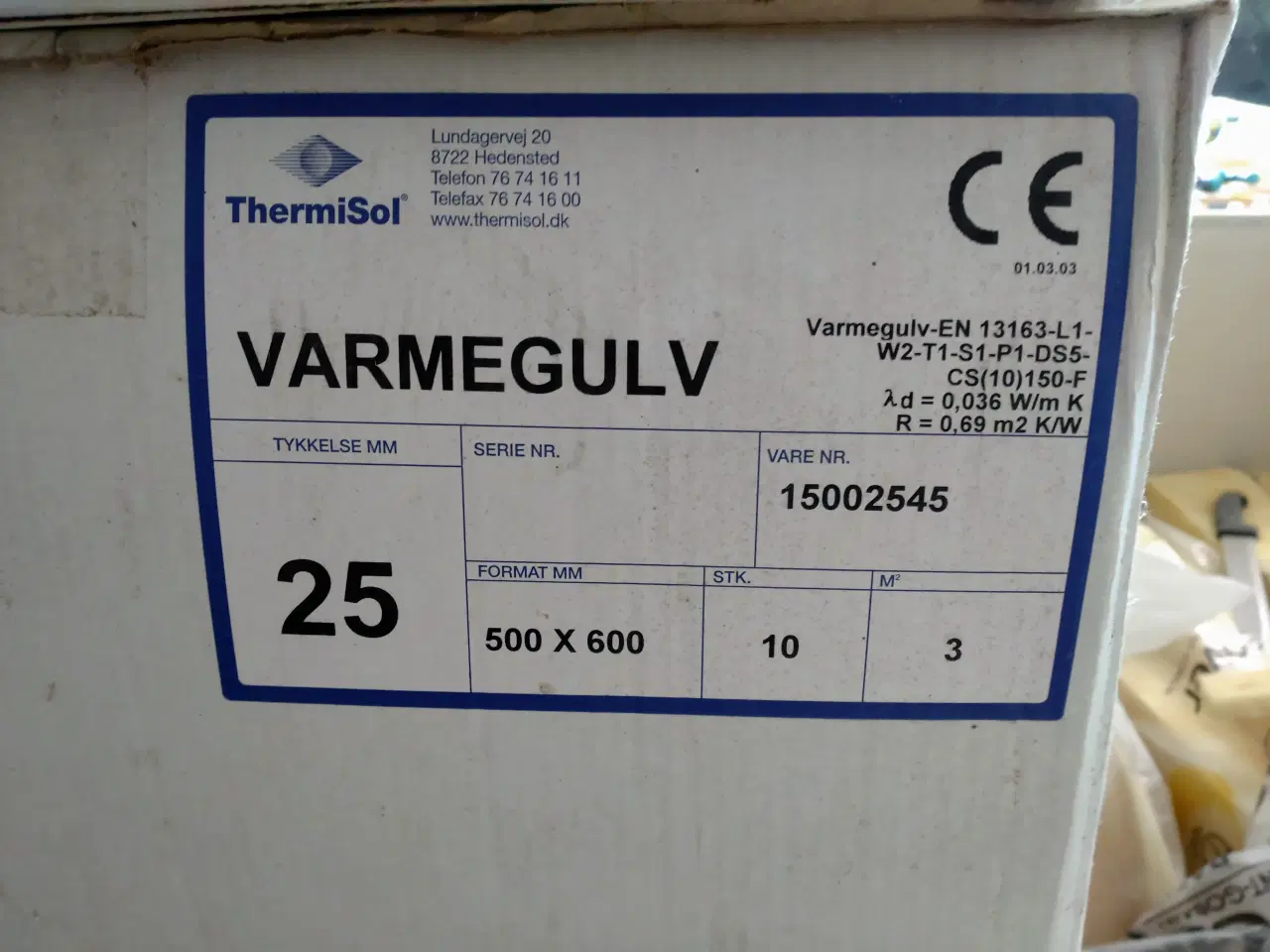 Billede 1 - Varmefordelings plader Termisol 25x500x600mm