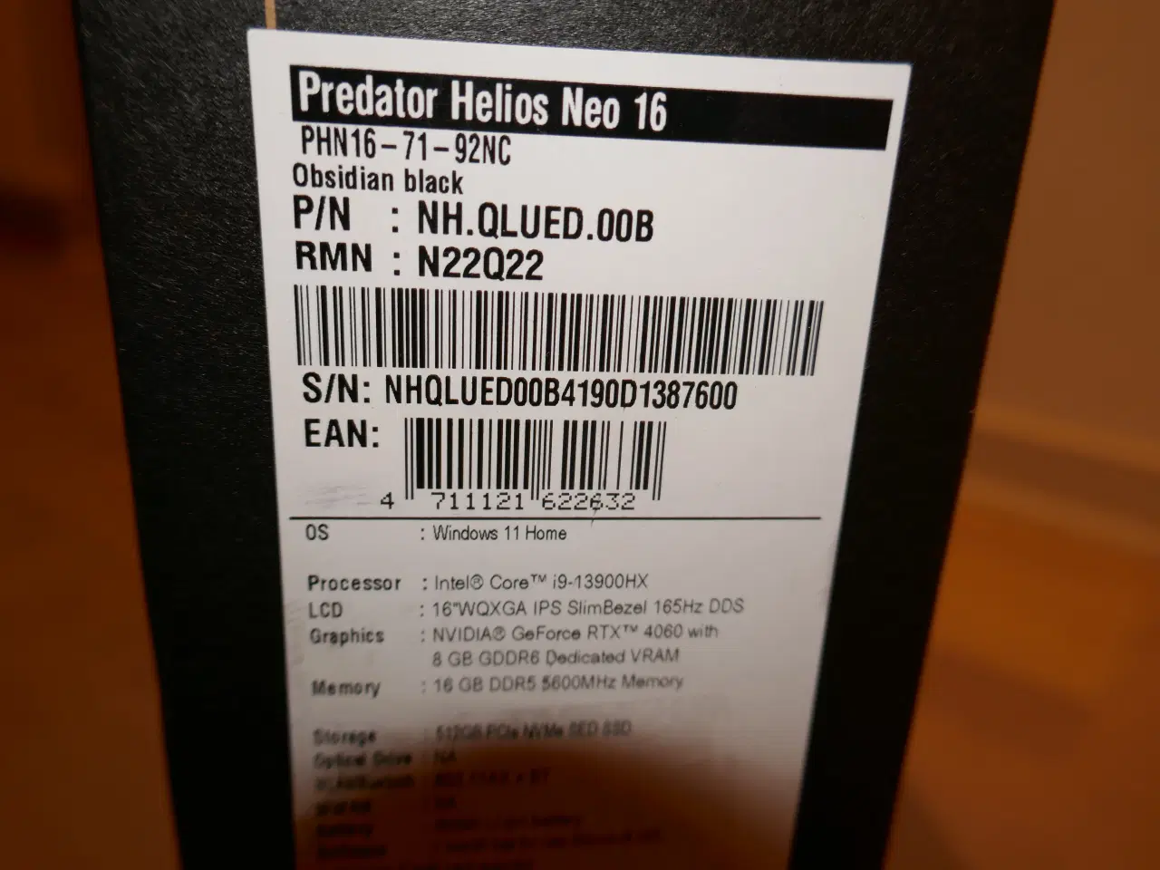 Billede 5 - Predator Helios Neo 16" Gamer Bærbar Intel i9-1390