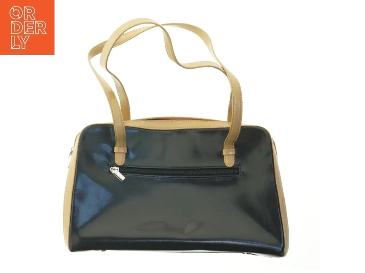 Billede 1 - Sort og beige skuldertaske (str. 35x24 cm)