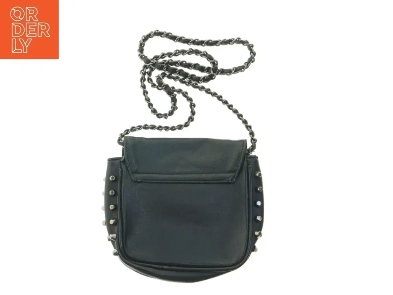 Billede 2 - Lille sort skuldertaske med kædestrop (str. 18,5x21 cm)