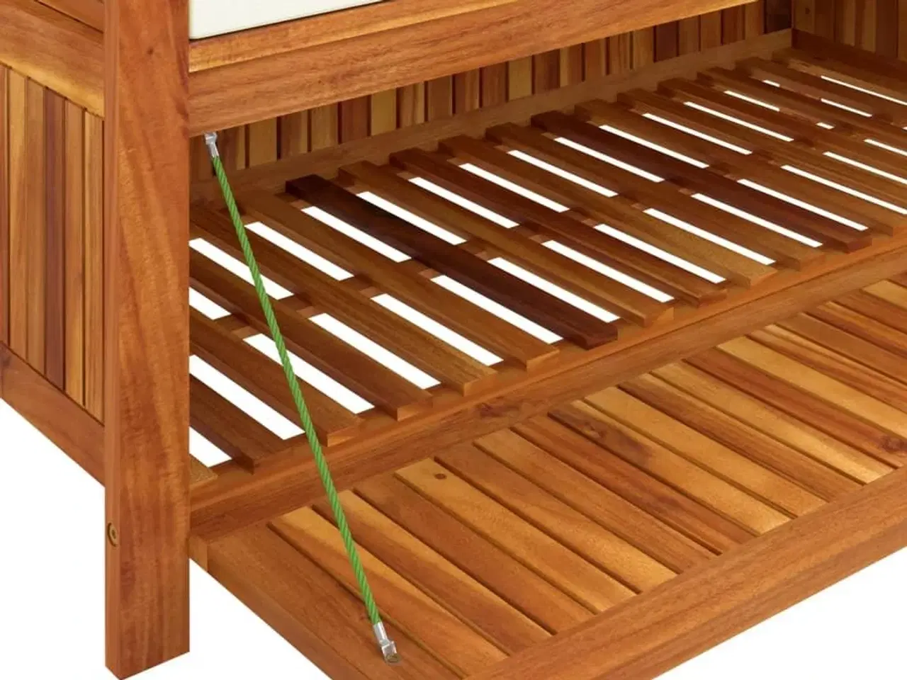 Billede 8 - Opbevaringsbænk med hynde 126 cm massivt akacietræ