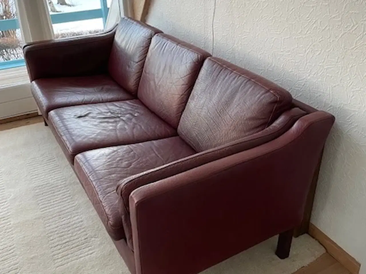 Billede 5 - 3 pers.sofa i rød-brunt læder