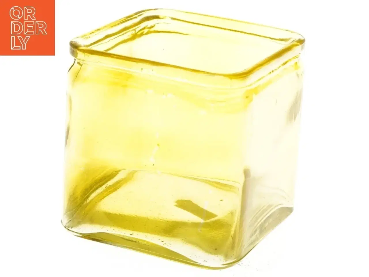 Billede 1 - Gul firkantet glaskrukke (str. 12x12x12 cm)