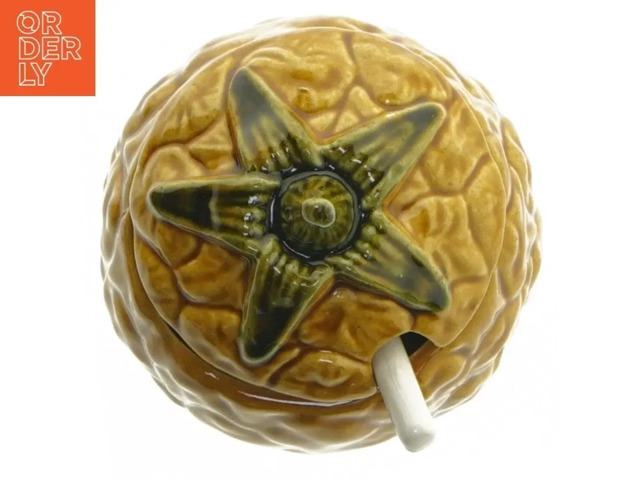 Billede 2 - Gammel marmelade- eller honningkrukke med låg og ske (str. Ø 7x11 cm)