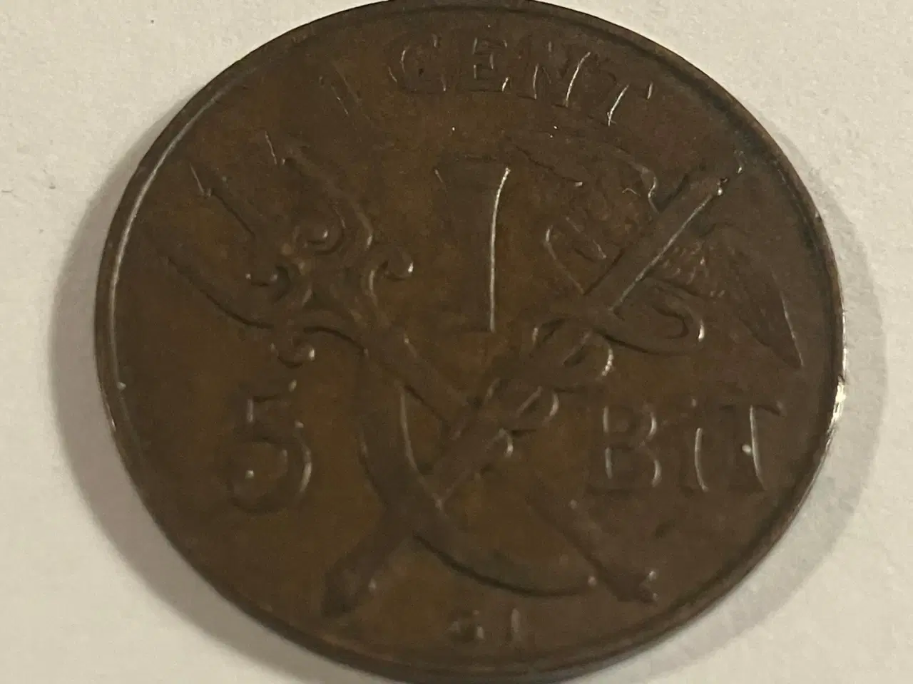 Billede 1 - 1 Cent 5 Bits Dansk Vestindien 1905
