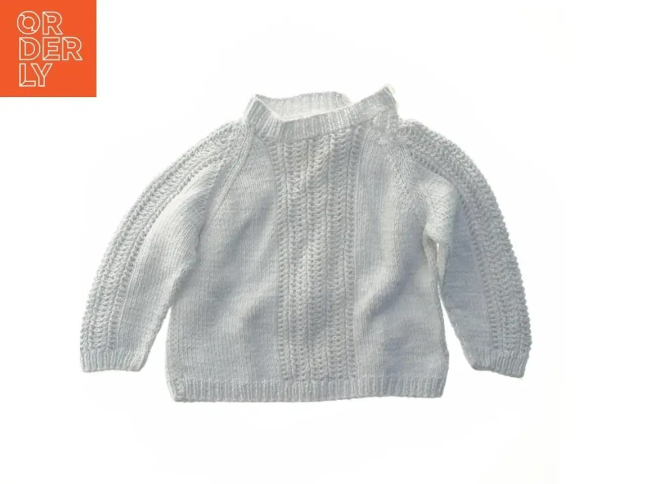 Billede 2 - Hvid strikket trøje til baby (str. Bryst. 25 cm. længde. 26 cm)