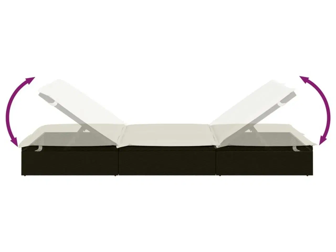 Billede 9 - 2-personers solseng med hynder polyrattan sort