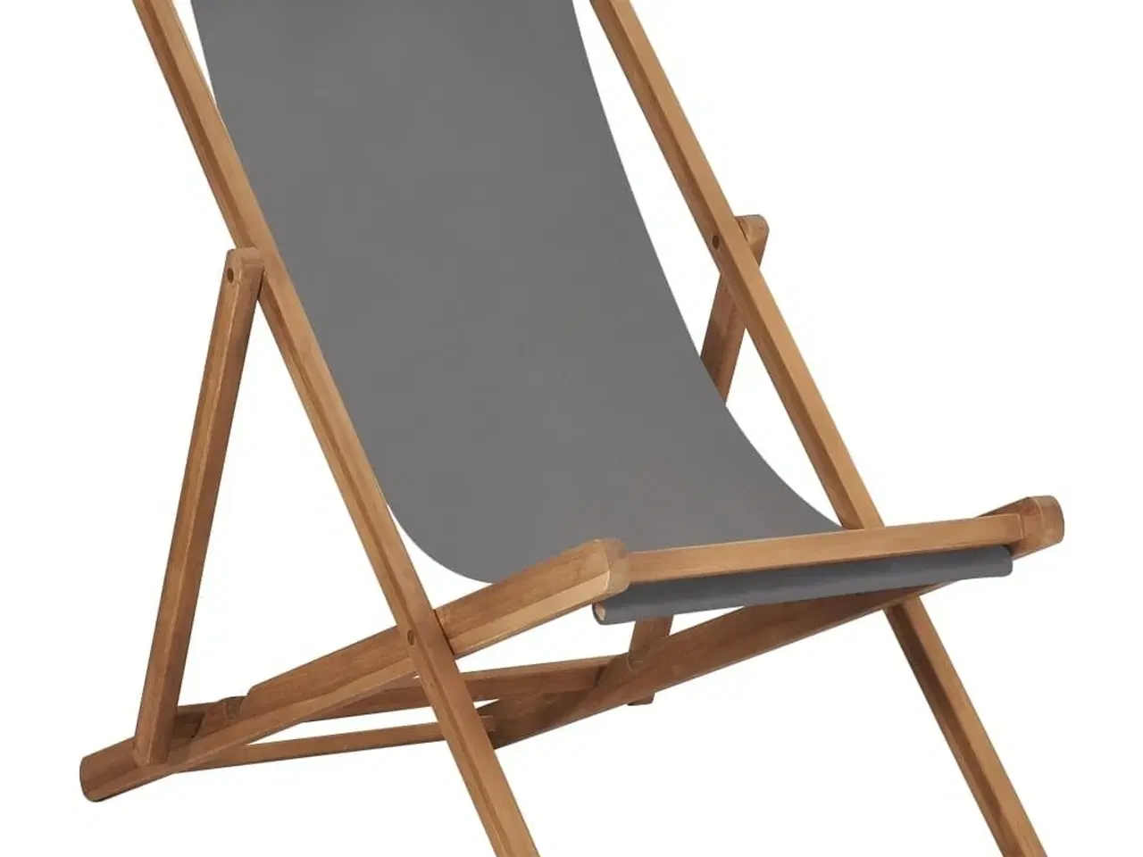 Billede 1 - Foldbar strandstol massivt teaktræ grå