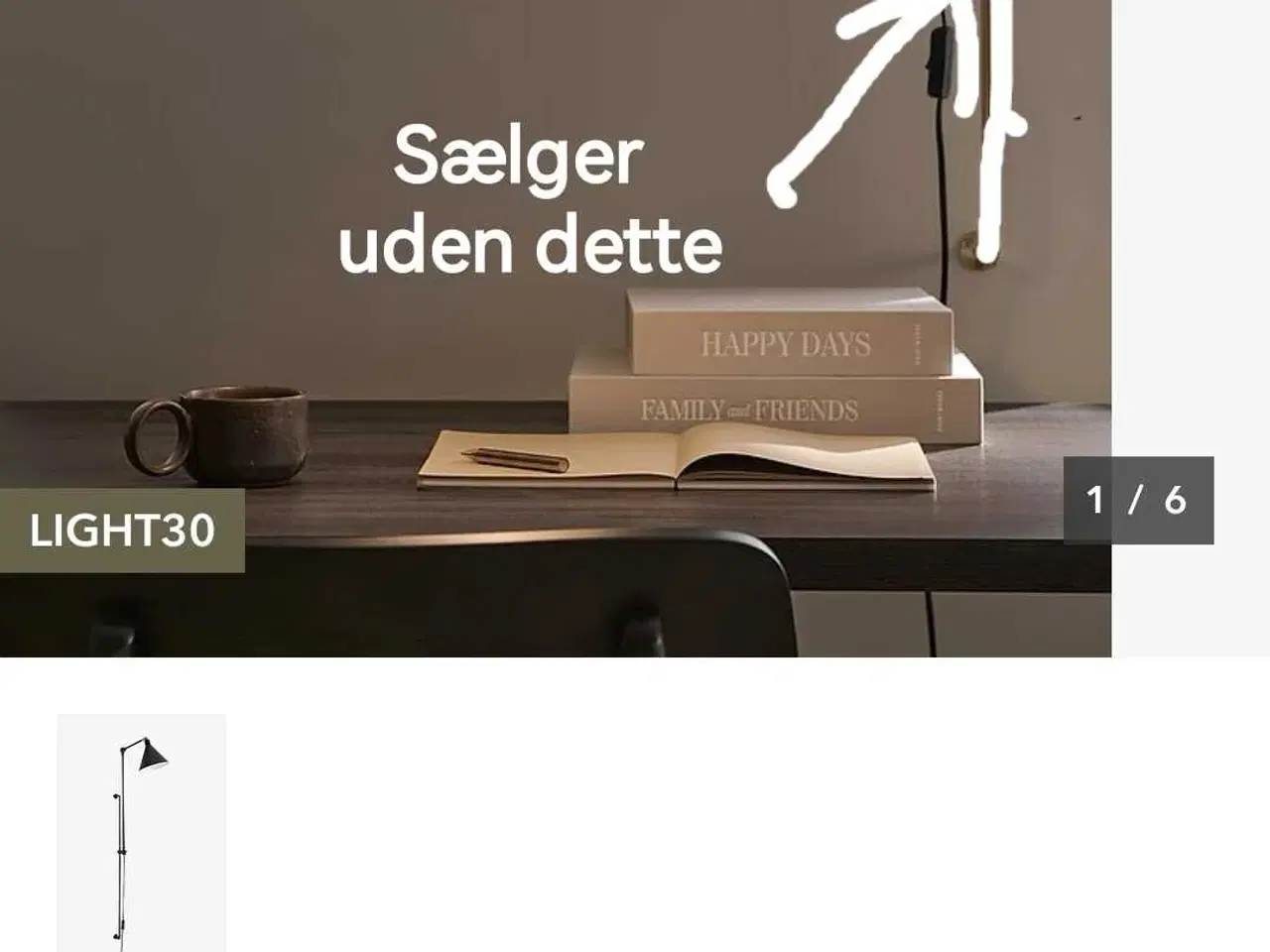 Billede 2 - Ellos Home Væglampe Jordan Stor