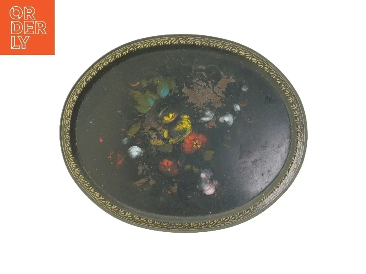 Billede 1 - Oval bakke med blomsterdesign (str. 50,5x40,5 cm)