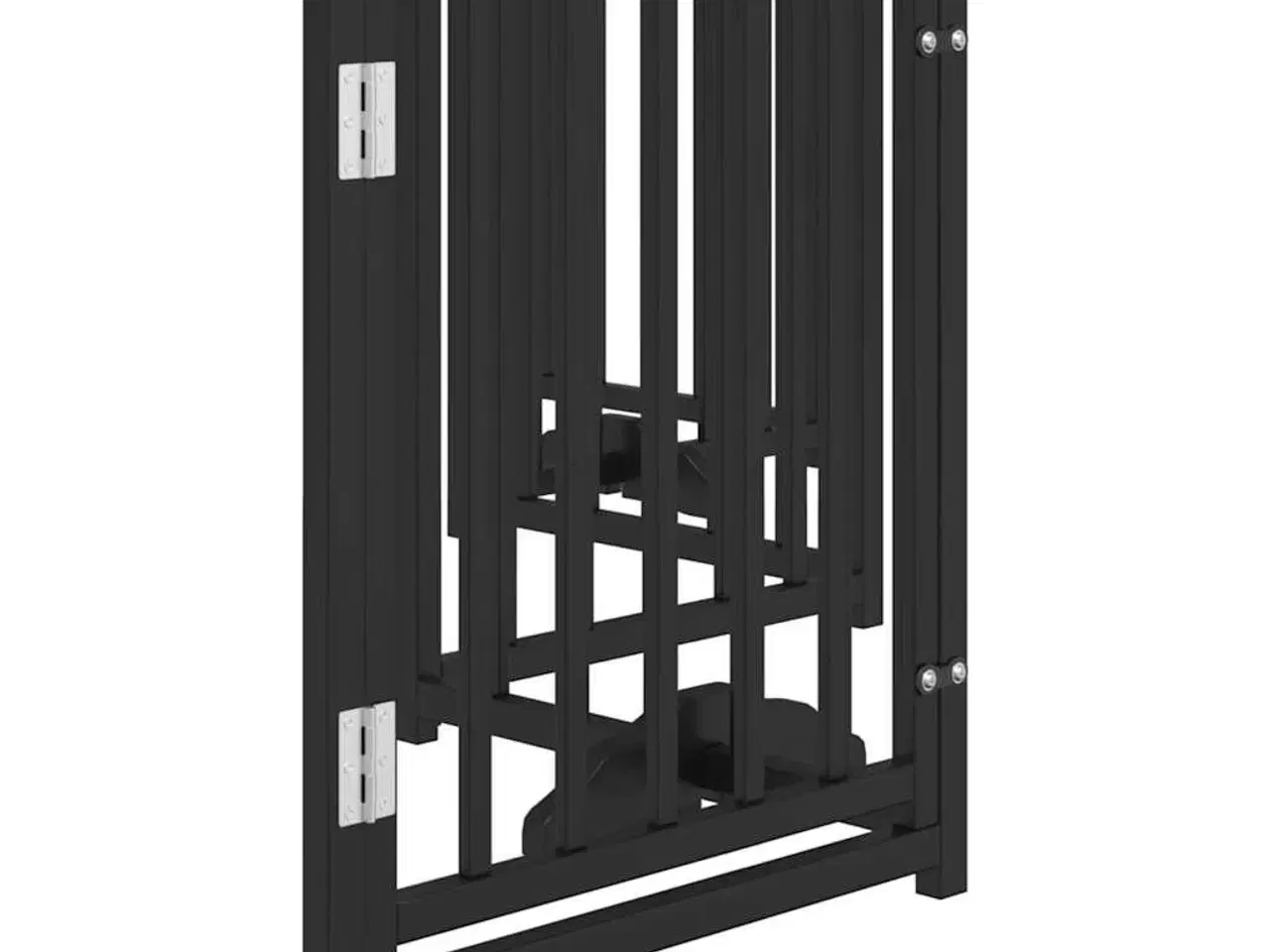 Billede 5 - Hundelåge m. dør 6 paneler 300 cm foldbar massivt gran sort