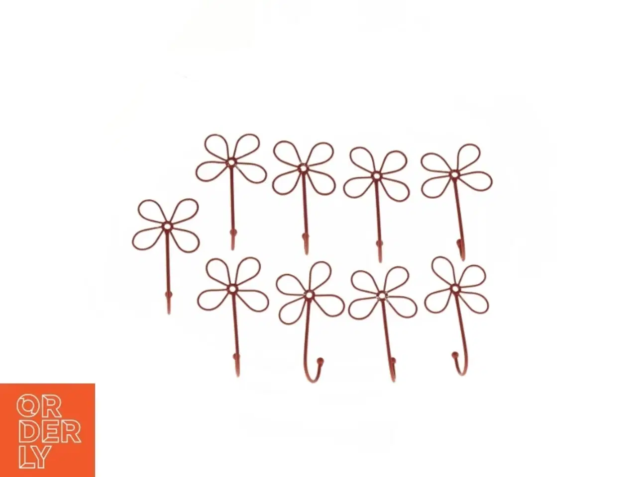 Billede 4 - Dekorative røde metalblomstkroge (str. 12 x 8 cm)