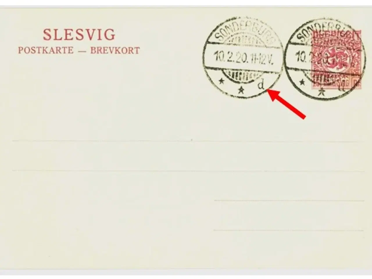 Billede 1 - Brevkort m. sjældent Sønderborg-stempel