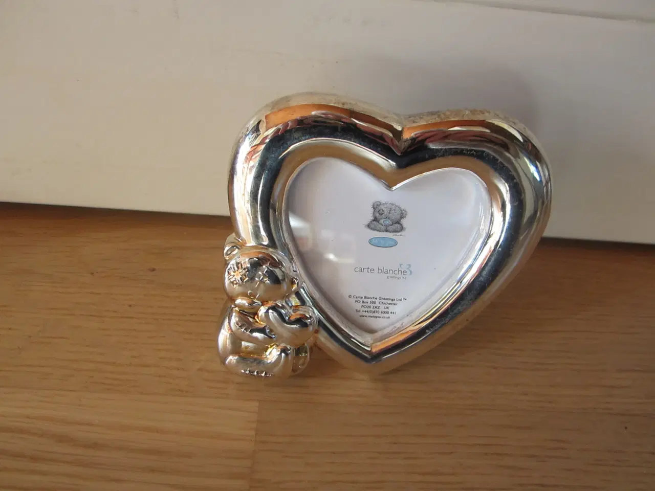 Billede 2 - Flot hjerte ramme med bamse "sølv" farvet