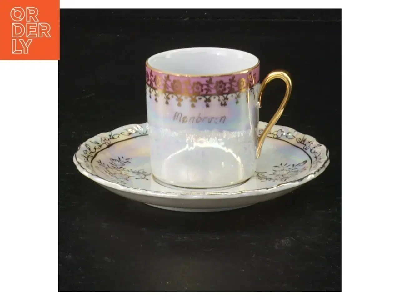 Billede 1 - Porcelænskop og underkop med guldkant (str. H 5 cm)