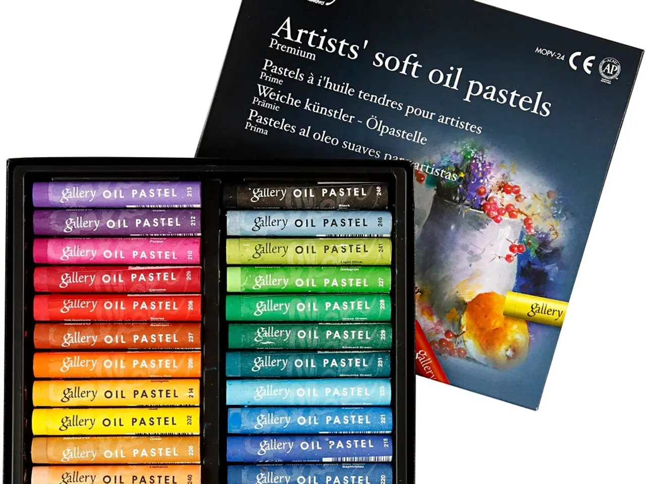 Billede 1 - Gallery Oliepastel Premium, L: 7 cm, tykkelse 10 mm, ass. farver, 24 stk./ 1 pk.