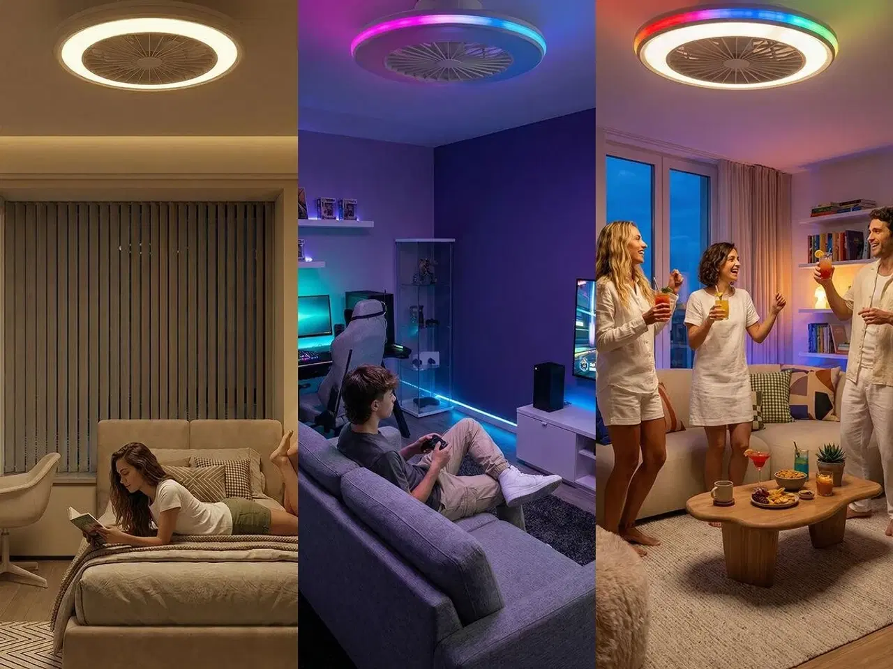 Billede 7 - Nexory loftventilator med skjulte blade og RGB LED - fjernbetjent, hvid, Ø 50 cm